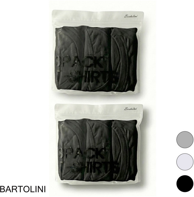 바톨리니 남녀공용 순면 라운드 반팔 티셔츠 3팩 6팩 30수 무지 반팔티 (3컬러) (95~125)