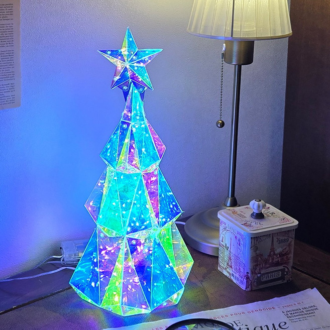 크리스마스트리 미니트리 LED 지네전구 트리풀세트, 매직아이스 40cm