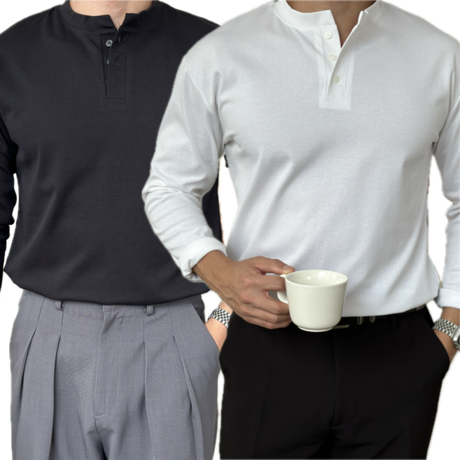 머슬핏긴팔 남자레이어드티 헨리넥티 헨리넥 머슬핏 긴팔 티셔츠 9color