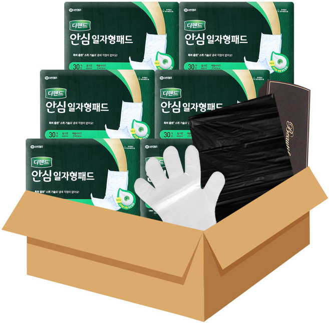 디펜드 안심 일자형 패드 위생케어 세트, 중대형, 6세트, 30개입