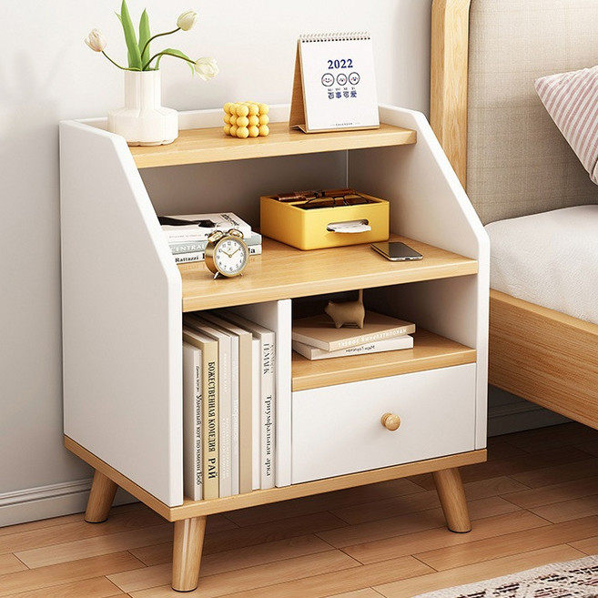 모아룸 침대 협탁 원목 서랍장 수납장 발통형, 화이트, 1개