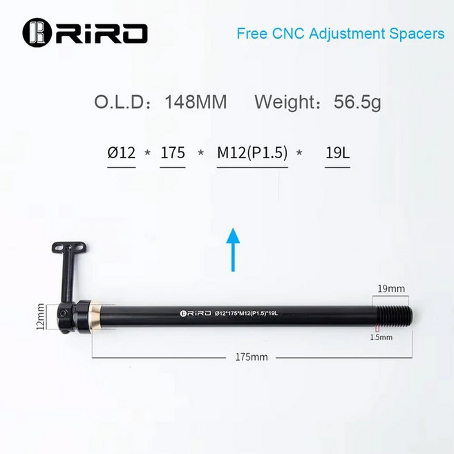 RIRO 자전거 쓰루 액슬 레버 포크 샤프트 허브 M12xP1.5 12*120 15x100 퀵 릴리즈 스케이버 MTB 로드 바이크, 12mm-175mm