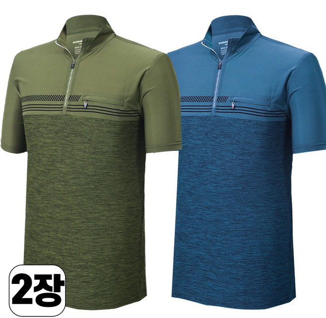 워킹맨 아울렛 1+1 데일리 중년 남성 시원한 반팔 집업 티셔츠 일상복 홈웨억 근무복 기능성 티셔츠 아웃도어 반팔티 A302