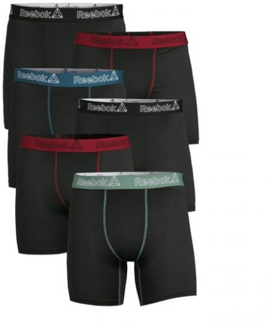 리복 남성용 페더웨이트 퍼포먼스 복서 브리프 6팩