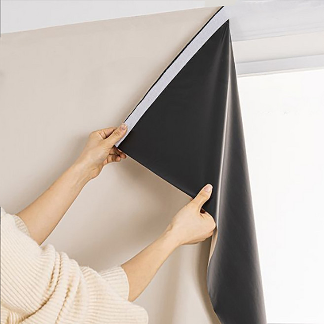 해수비 누구나 쉽게 붙이는 무타공 암막 커튼 찍찍이 벨크로 포함 99.99% 빛차단