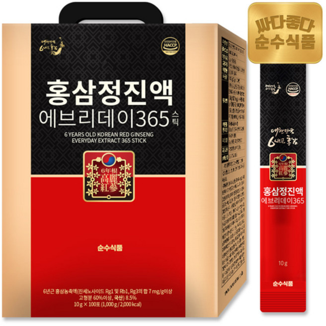 순수식품 홍삼정 진액 에브리데이 365 홍삼스틱, 1kg, 1개