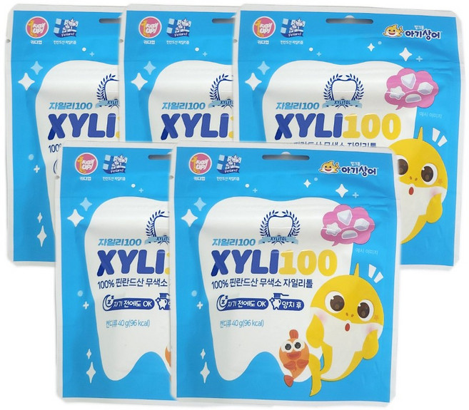 핑크퐁 아기상어 자일리100 캔디, 40g, 5개
