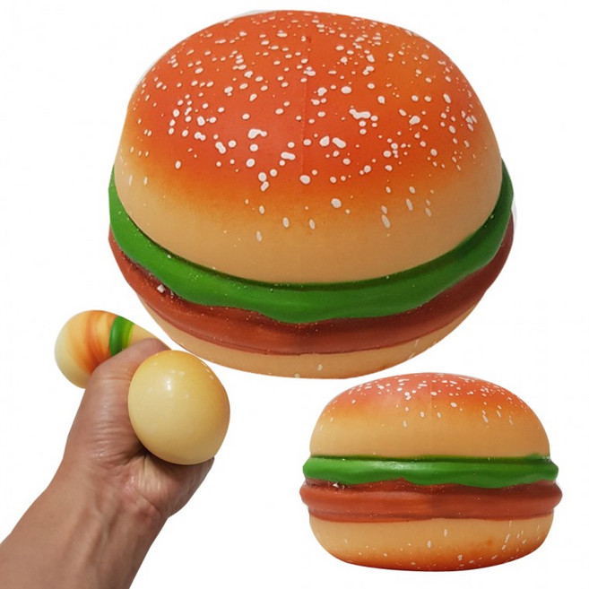 햄버거 스퀴시 주물럭 모찌 푸쉬팝버블 음식모형 슬라임 말랑이 지압 손운동 촉감놀이 팝잇 어린이날선물, 상세페이지 참조, 1개