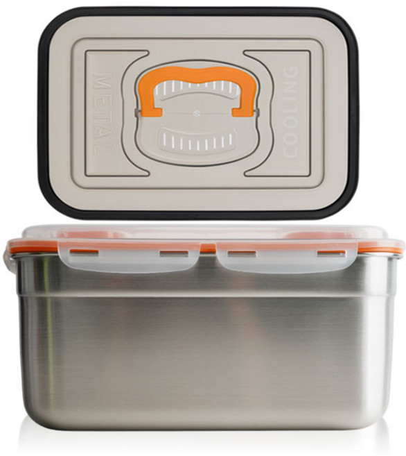 올품락 포스코 STS304 스텐밀폐용기 김치통 더블핸디 누름독 10L(오렌지), 10L+누름판, 1개