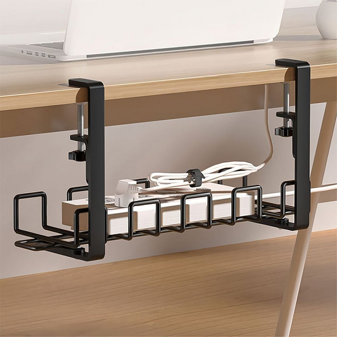 멀티탭 수납 테이블 선반 클램프 데스크 트레이 콘센트 선정리, 블랙, 1개