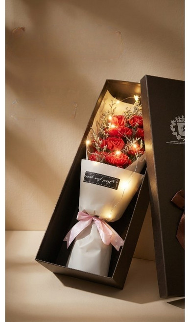 어버이날 스승의날 감사 선물 정성가득 카네이션 비누꽃 11송이 꽃다발, 1개, 레드 카네이션 red