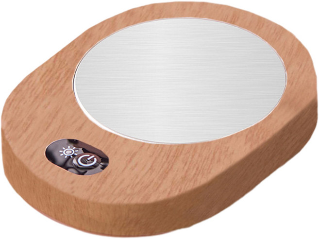 ABS 스마트 커피 컵 워머 충전식 우드 그레인 포트 내구성 있고 독특한 홍차, 1개, 01 1C