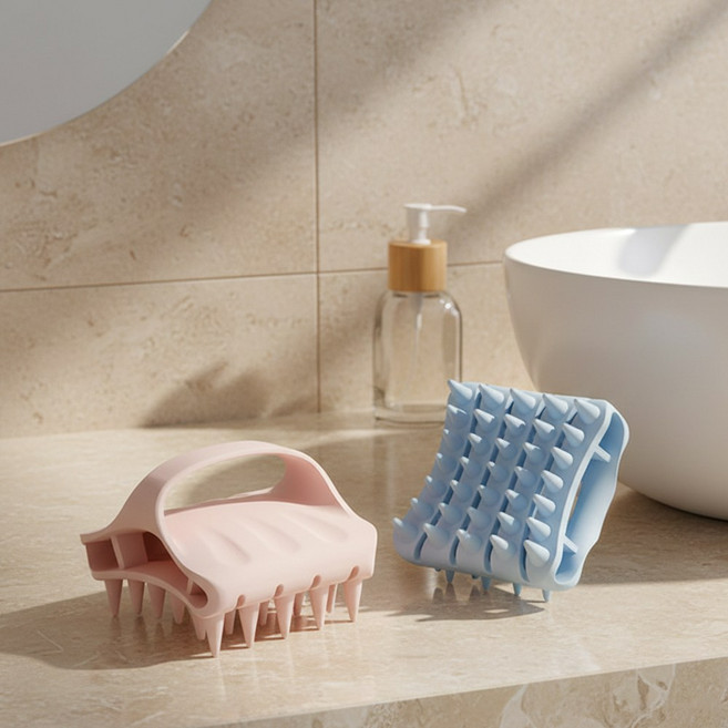 곧음 두피 마사지 샴푸 브러쉬, 1개, 블루