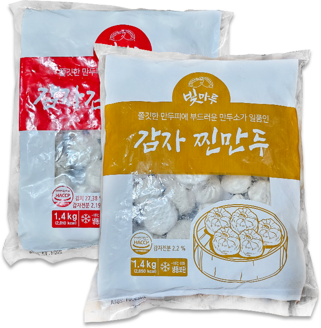 찐만두계의 새로운 강자 감자고기찐만두/1봉 감자김치찐만두/1봉 전문점용 업소용 푸드짱, 1.4kg, 1세트