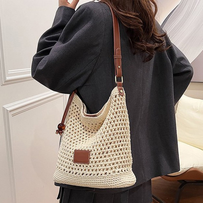 Modern Fashion 여성 구슬 포인트 바캉스 라탄 가방 MY18