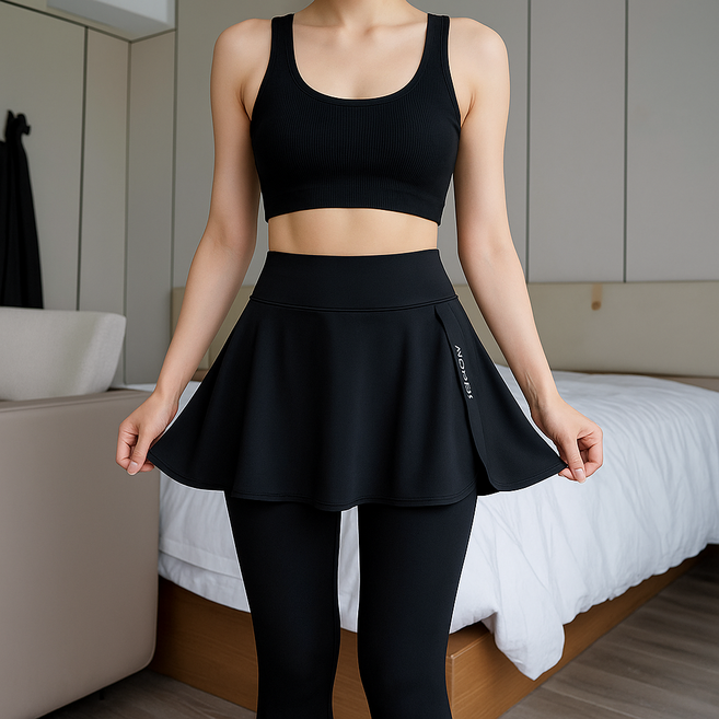 여성용 하이웨이스트 체형보정 테니스 치마 레깅스
