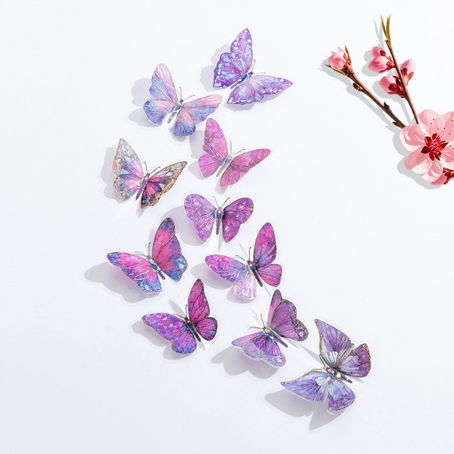 裝飾蝴蝶 花藝包裝 花束包裝 禮品包裝, 1個, 燙金蝴蝶一包10隻 約8-11公分