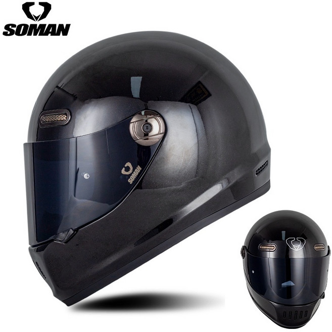 soman H9 全罩式復古安全帽 DOT/ECE認證, GLOSS BLACK