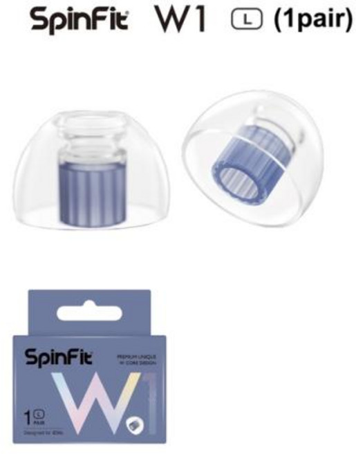 SpinFit W1 실리콘 이어팁 이어팁 이어폰용 특허 받은 의료용 더블 W형 튜브 코어 직경 56mm 깍지, 4) W1L 1pair