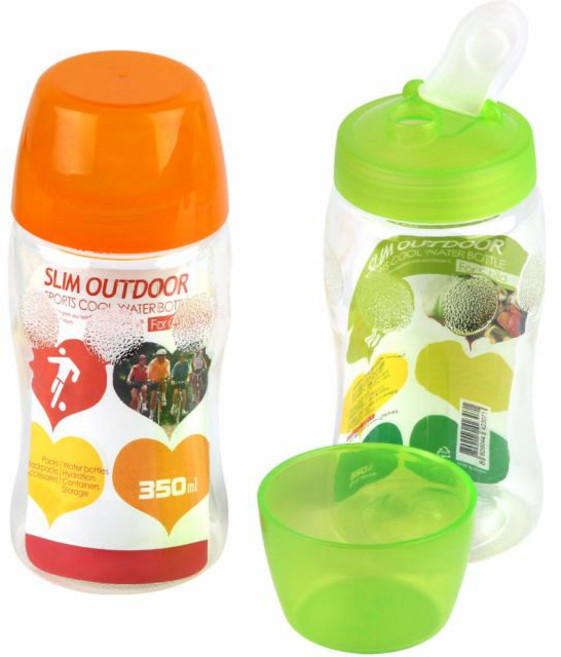 우일프라텍 슬림 어린이 뚜껑 물병 350ml 오렌지, 1개