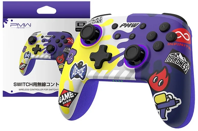 쿠쿠스토어 IINE Splatoon 독점 무선 컨트롤러 웨이크 업 지원 NFC Amiibo 호환 Nintendo Switch/Switch OL, 01 Purple with NFC