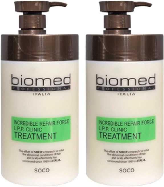 바이오메드 리페어포스 LPP 클리닉 트리트먼트1000ml 극손상모발용 헤어팩, 2개, 1L