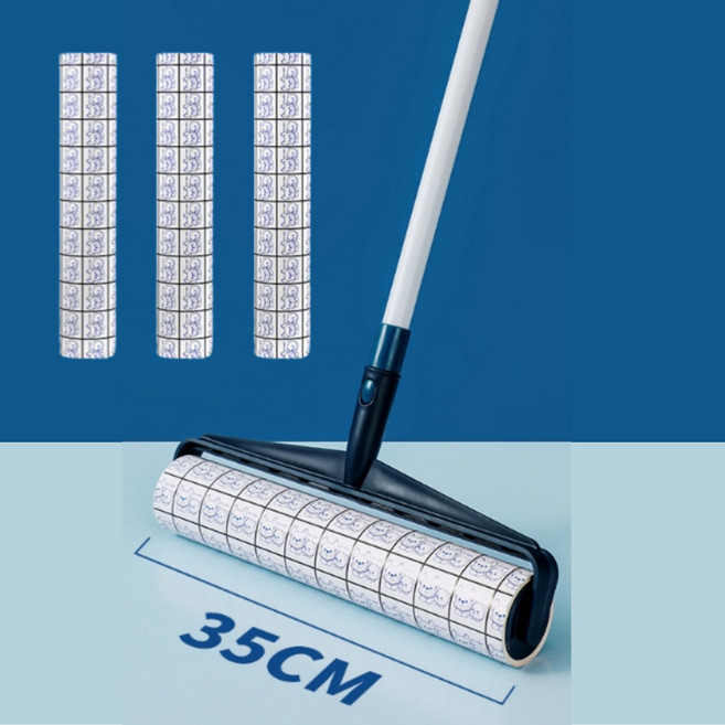 파라썬 광폭 테이프 클리너 사선 롤 대형 롱핸드 크리너, 1세트