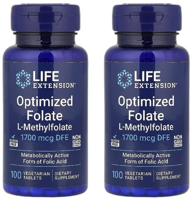 라이프 익스텐션 최적화 엽산 1700mcg DFE 베지 캡슐 100정 2개 - 쿠팡