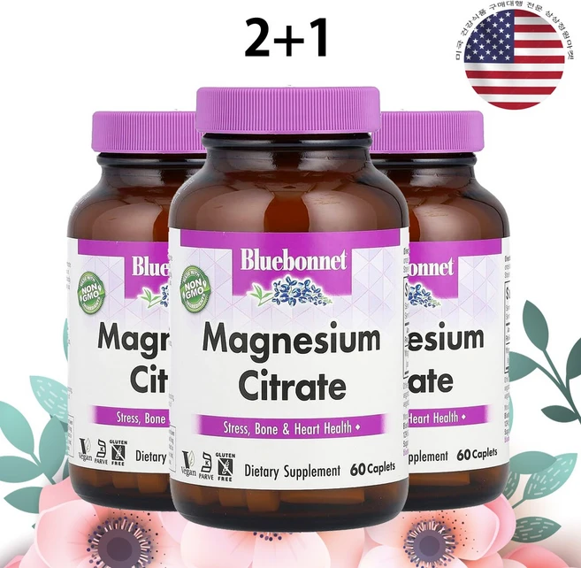 블루보넷 마그네슘 시트레이트 60정 x 3병 - 쿠팡