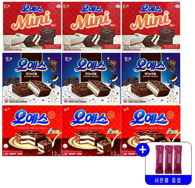 해태 오예스 360g+오예스 쿠키앤크림 360g+오예스 mini 3종 묶음행사+사은품, 1개, 360g
