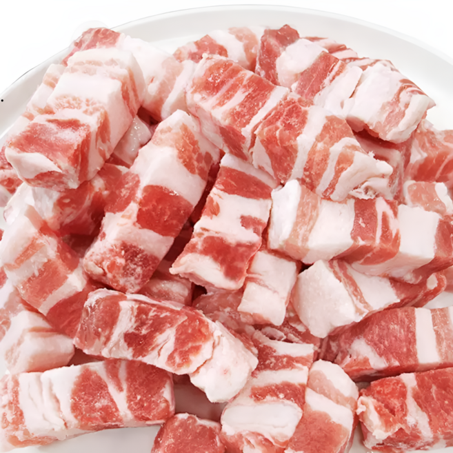 더나눔푸드 한입 벽돌 삼겹살 업소용 큐브 삼겹, 4개, 1kg