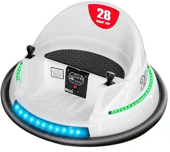 淘氣寶貝 兒童電動碰碰車 新款1042 遙控360度旋轉 炫彩燈光音樂播放器 寬敞坐墊 77x50公分, 白色, 1個