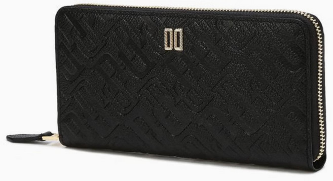 닥스 블랙 로고패턴 소가죽 지퍼장지갑