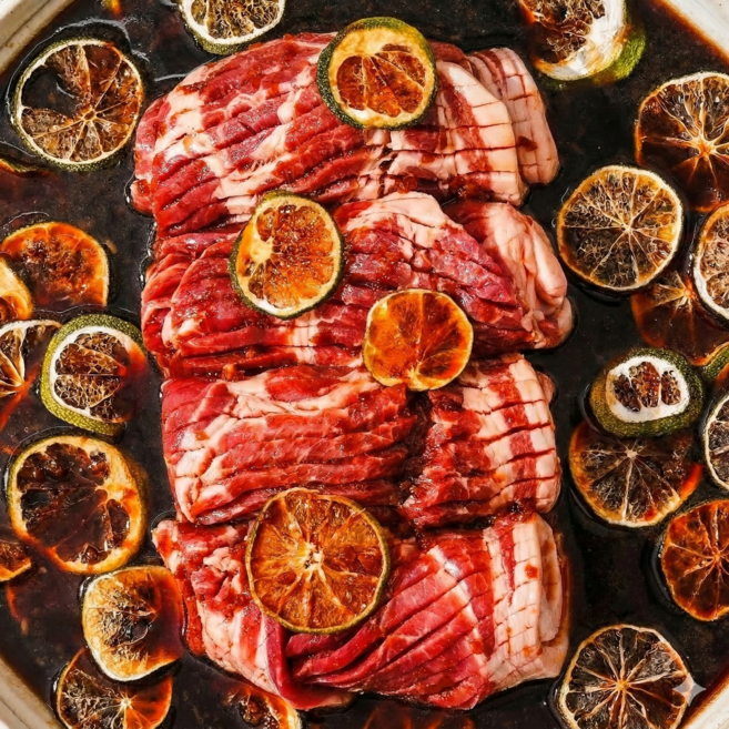 청귤간장 칼집 왕돼지구이 400g, 6개