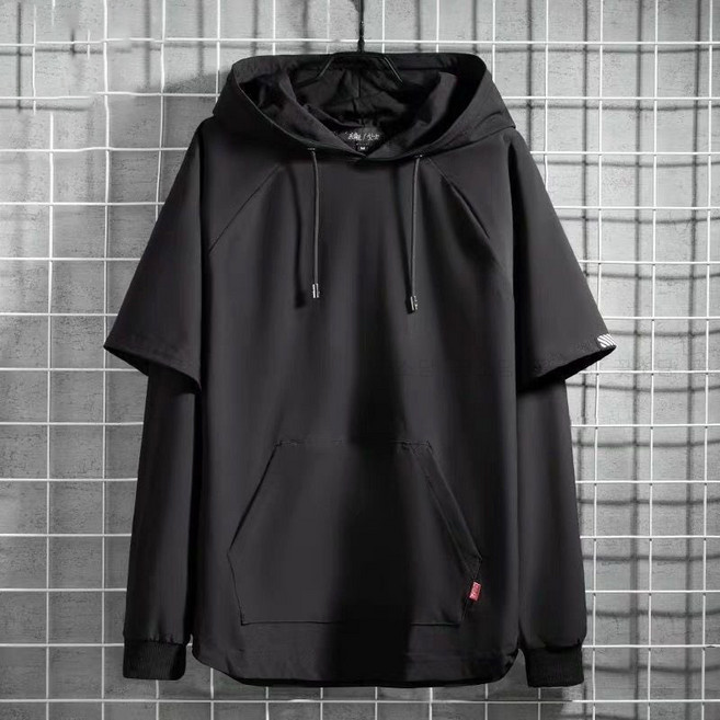 꽃소담 남자 봄가을 레이어드 후드티 무지 긴팔티셔츠 MAL26A422