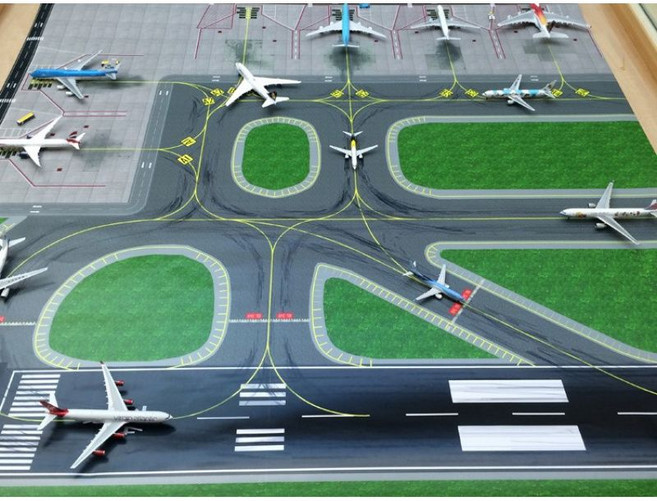 활주로 모형 비행기 공항 장식 수집 비행장 시뮬레이션, B. 120x120/유광 필름 장식품, 1개