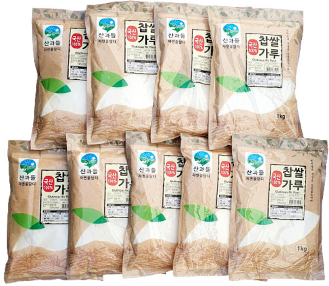 산과들 국내산 100% 건식 찹쌀가루 (옵션) 버터떡 재료, 1kg, 9개
