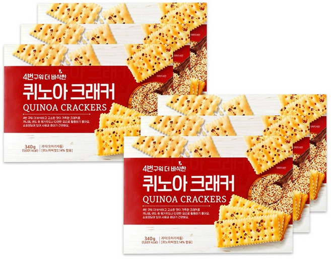 [4번구워 더 바삭한] 퀴노아 크래커, 6개, 340g