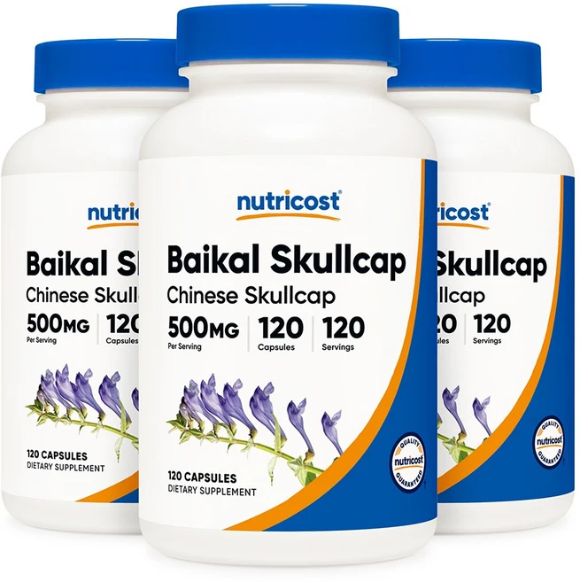 뉴트리코스트 황금추출물 바이칼 스컬캡 Baikal Skullcap 500mg 120캡슐 3병, 3개, 120정 - 쿠팡