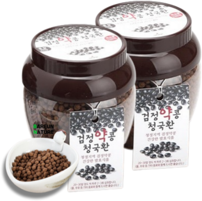 국산콩 청국장환 100% 국산 쥐눈이콩 약콩 분말 가루 청국장환식품 검정약콩 발효 청국장균, 500g, 2개