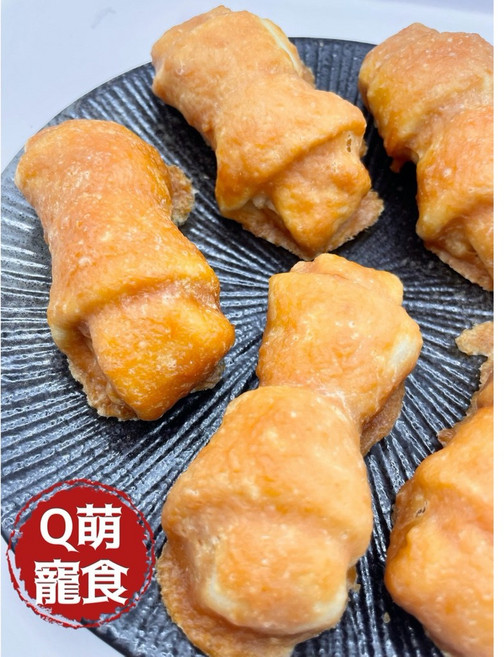 萌寵食 寵物零食 小皮骨裹肉 狗零食 牛皮骨 甜甜圈 雞腿 耐咬, 1個, 3.5吋牛奶骨裹肉5入