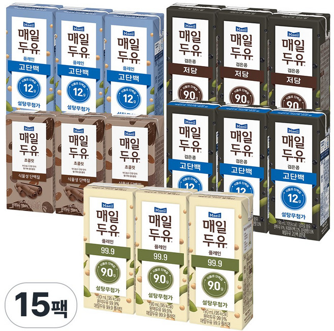 매일유업 매일두유 고단백 3 99.9 3 검은콩 3 초콜릿 3 고단백검은콩 3, 190ml