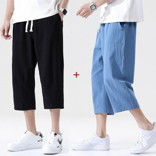 셀럽당 1+1마 여름 남자 얇은바지 7부 바지