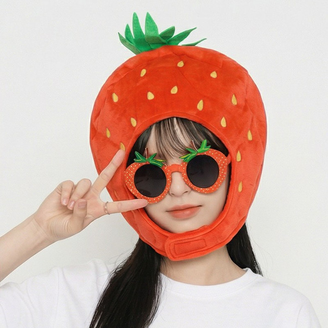 말랑마쥬 킹받는 우정 파티모자 할로윈 인생네컷 소품, 1개, 딸기