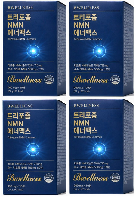 비웰니스 리포좀 NMN 1정당 순수함량 500MG 에너맥스, 4개, 30정