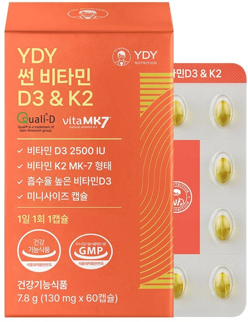 YDY 썬 비타민D3 & K2 고약사 약들약, 1개, 60정 - 쿠팡