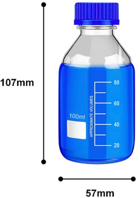 Westtune GL45 갈색 및 투명 유리 시약 병 25ml 1000ml 누출 방지 스크류 캡 내화학성 실험실 ZER, 100ml 2