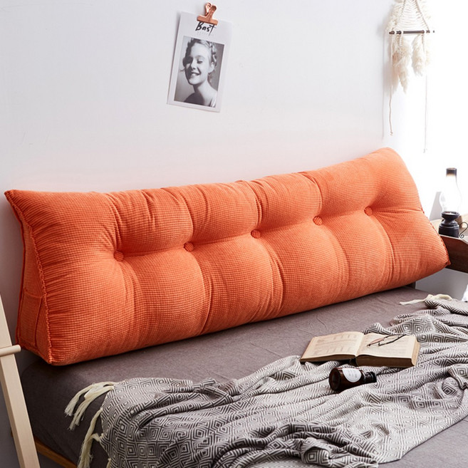 SKANDSALO 북유럽감성 긴 베개 대형 집순이 삼각 등받이 쿠션 롱쿠션, 옥수수벨벳-주황