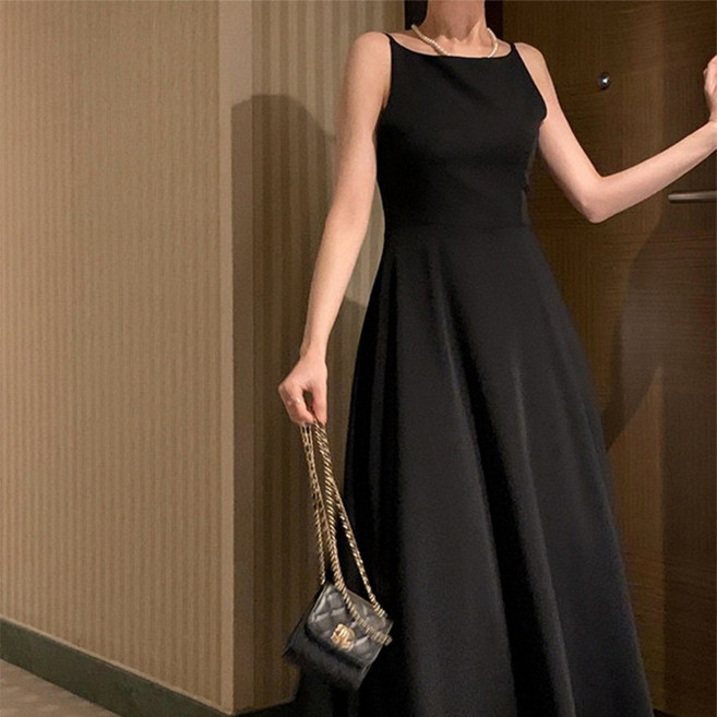 UPPERCUT 여성 새틴 끈나시 슬림 롱원피스 슬립 실크 원피스