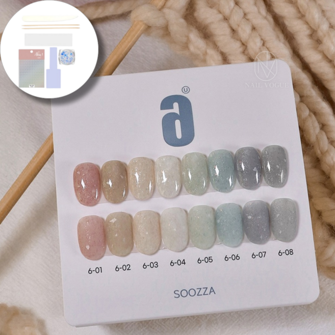 수짜젤 6번 벨벳젤 8종 세트 겨울네일, 수짜젤 6번 벨벳젤 8종세트+유리알팁